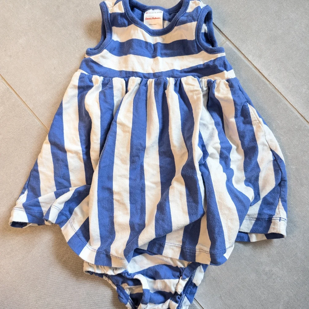 Striped Blue and White Diaper Cover Set